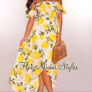 Off the shoulder white lemon summer dress